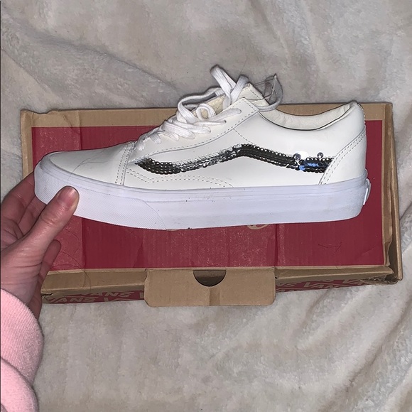 white sequin vans